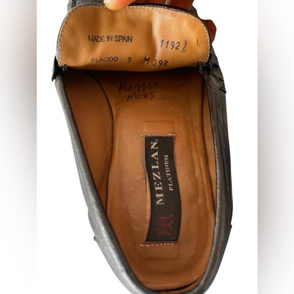 MEZLAN Genuine Black Ostrich Men Loafer Dress Shoe\'s Sz 9 M